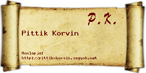 Pittik Korvin névjegykártya